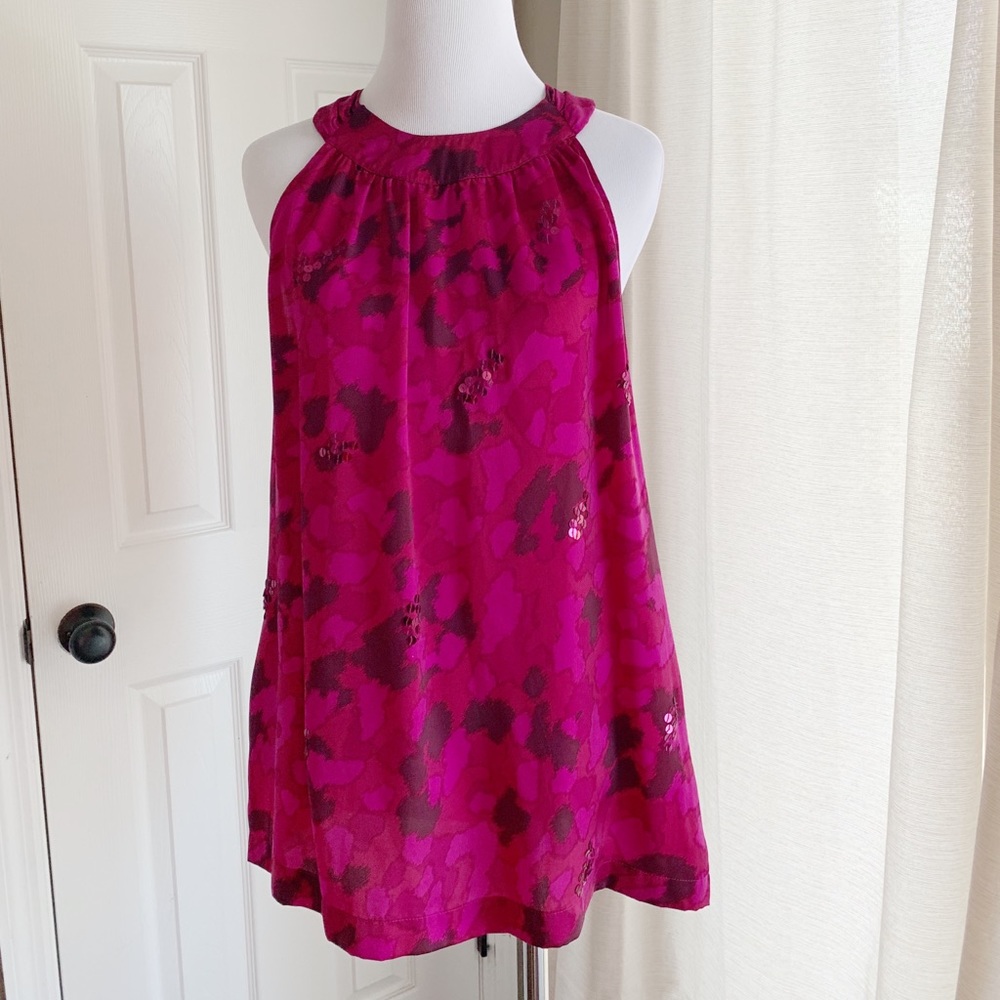 Magenta Patterned Sleeveless Blouse - image 1